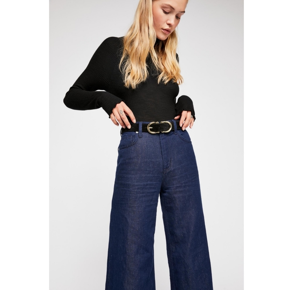 🦋NWT🦋Free People Super High Rise Wide Leg Jeans - Picture 2 of 6
